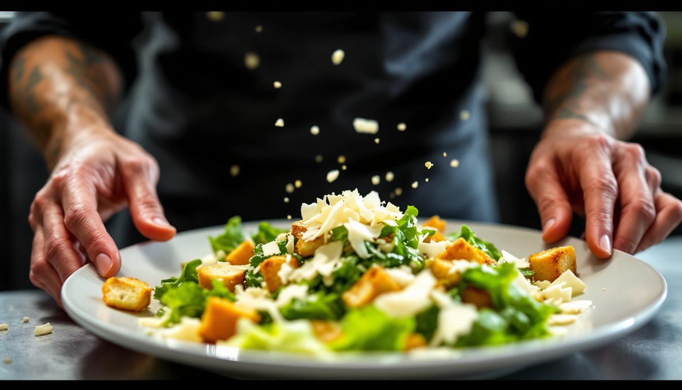 scopri la versione esclusiva dell’insalata caesar di massimo bottura, un mix unico di sapori autentici e creatività culinaria italiana.