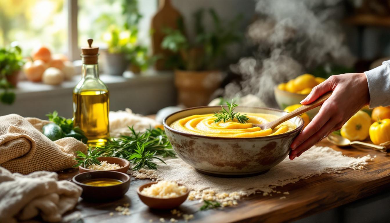 scopri come preparare una polenta senza burro, cremosa e saporita, utilizzando alternative leggere per un gusto ricco e una consistenza perfetta.